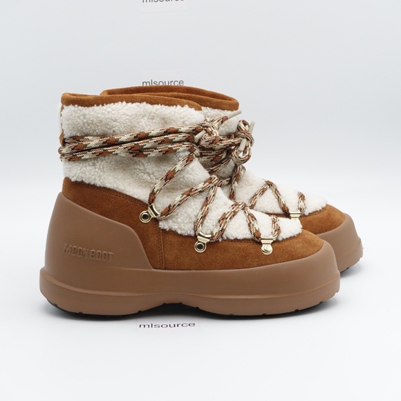 NEW Moon Boot Luna Shearling Suede Water Resistant Boots Women's Size 7 / 38 EU - Picture 3 of 8